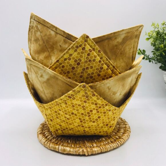 Microwave Bowl Cozy Reversible, Honeycomb Print 3 Piece Set, Bowl, Pint, Plate - Picture 6 of 8